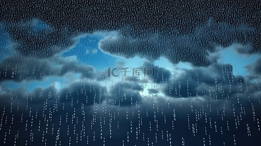 雨的背景图片_3d 渲染暴风雨的蓝天，乌云密布，雷雨交加
