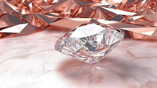 钻石元素背景图片_大理石背景，带有闪闪发光的钻石和玫瑰金装饰，非常适合室内设计和家居装饰