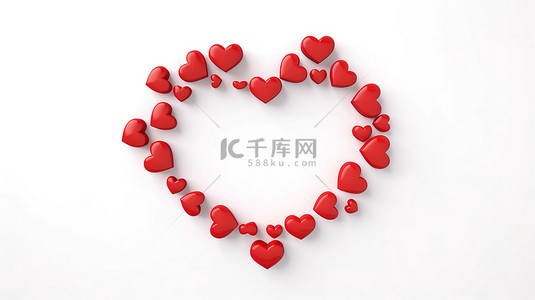 爱党背景图片_情人节爱情框架 3d 在白色背景上呈现孤立的红心