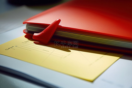 打开笔记本上的红色订书钉