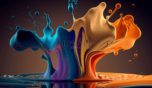 彩色流动液体飞溅背景
