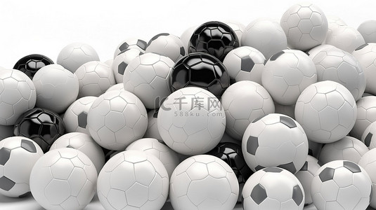 3d 渲染中的足球设置在白色背景下