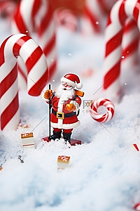 红色圣诞贺卡背景图片_圣诞贺卡与圣诞老人在雪白红色