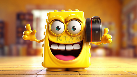 搞笑的 3D 动画黄色人物