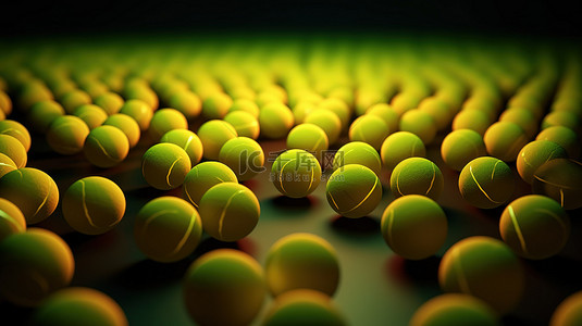 以 3d 和浮动呈现的充满活力的黄色和绿色的各种网球