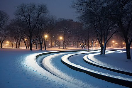 天气下雪背景图片_吉尔莫公园 尼奥斯公园 夜间下雪
