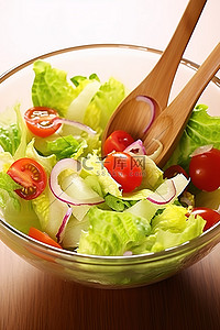 健康沙拉背景图片_番茄生菜和洋葱的健康沙拉