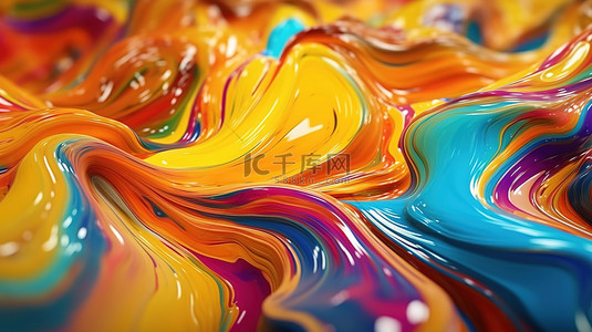 彩色渐变流体纹理背景图片_令人惊叹的 3D 渲染抽象背景，具有液体漩涡
