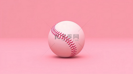 粉红色背景与孤立棒球 3d 渲染
