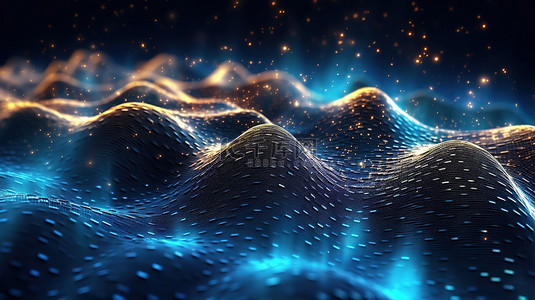 波點背景图片_数字波和流粒子的大数据技术背景的 3d 插图