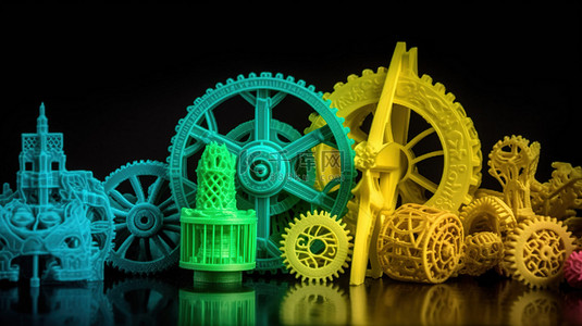 未来工程师背景图片_使用粉末聚酰胺通过 3D 打印制作的各种物品