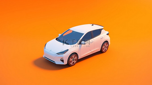 充汽模型背景图片_白色电动城市掀背车的 3D 插图，可为下一代驾驶员提供更大的续航里程