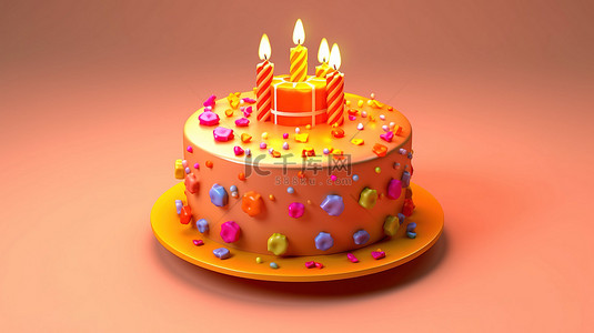 3d 渲染的生日蛋糕图像