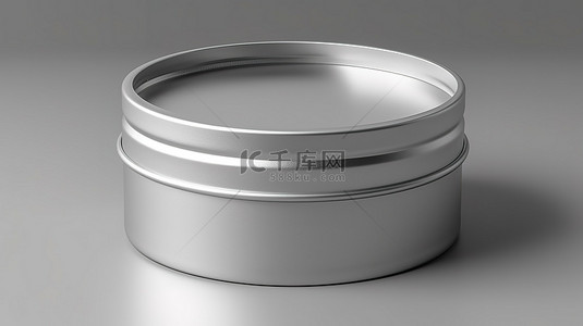 咖啡包装盒背景图片_带塑料盖的拉丝铝金属锡罐的 3D 渲染