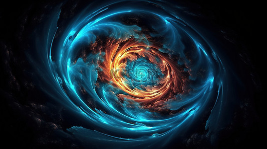宇宙星云和漩涡在 3D 渲染中环绕霓虹地球