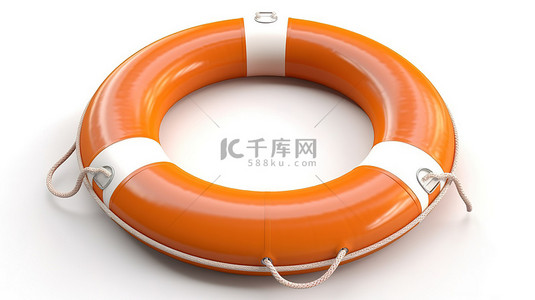 救援装备背景图片_纯白色背景上救生圈的顶级 3D 渲染