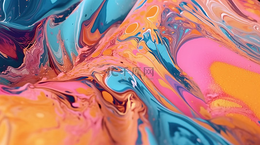 大理石液体涂料的抽象 3D 插图