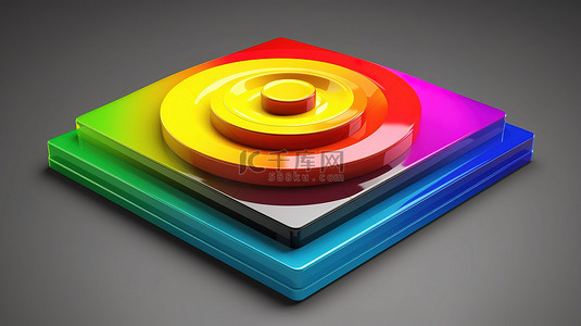 3D 渲染概念图标描绘 RGB 光谱中原色的强度