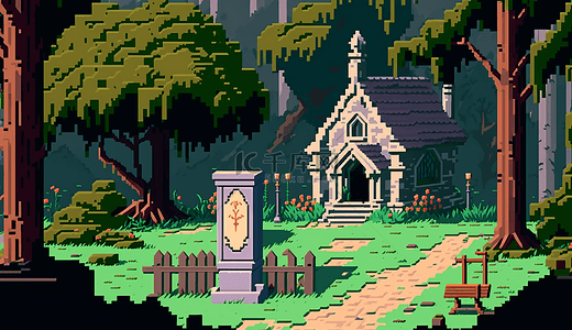 像素游戏森林墓地主题背景