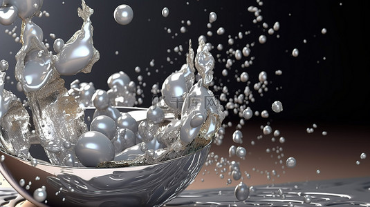珠光神秘奢华的银色色调 3D 插图和渲染