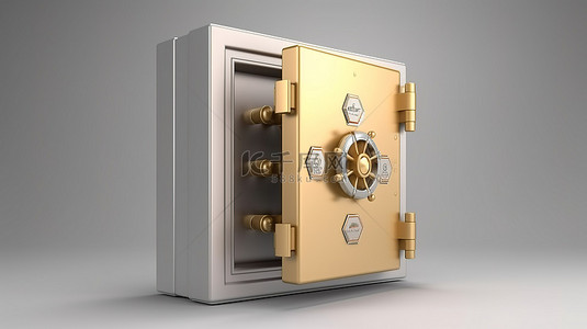 密码盒背景图片_独立货币保险箱或金库对象的 3D 渲染