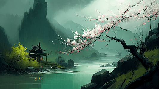 清明节烟雨蒙蒙背景