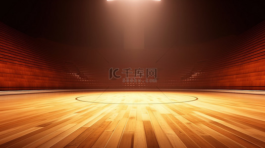 以篮球场为特色的运动场的 3d 渲染