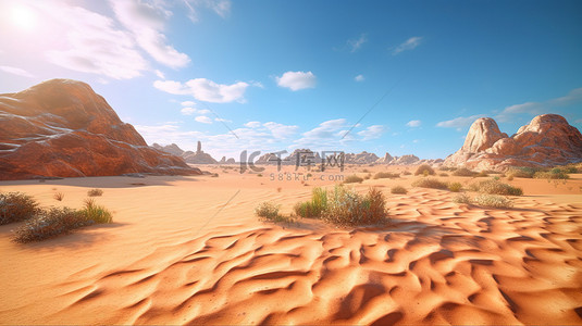 令人惊叹的 3D 渲染中华丽的沙漠景观