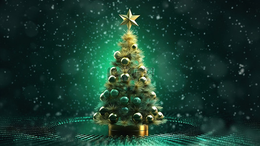 圣诞快乐树主题背景的 3D 插图