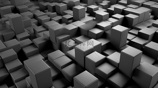 块状的背景图片_背景灰色方形图案的当代 3D 渲染