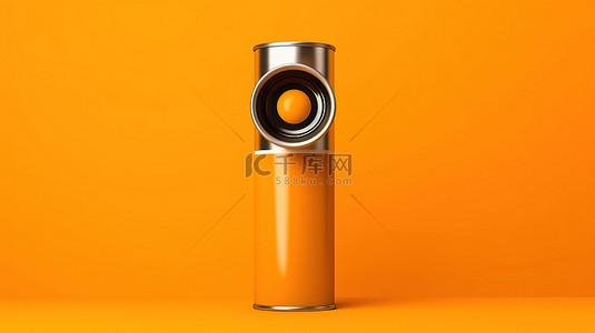 可定制的橄榄油罐头在充满活力的橙色背景 3d 渲染