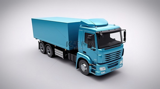 商业用途双驾驶室蓝色送货卡车的 3D 渲染
