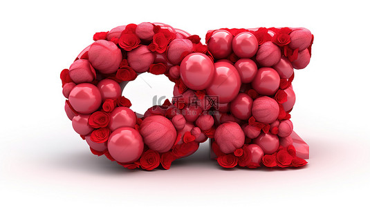 英文字体背景图片_3d 插图中的玫瑰气球，白色背景上有所有 26 个英文字母