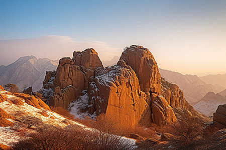 健康中国健康家背景图片_中国北海县的冬季山景