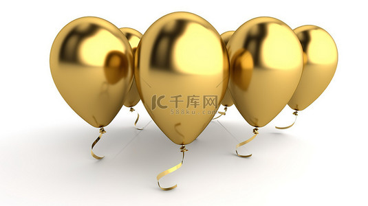 3d 插图中的金色气球庆祝三十年