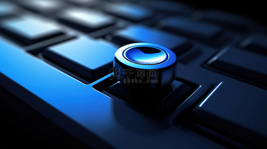 会议坐席卡背景图片_网络研讨会期间，3D 渲染的黑色电脑键盘的特写，有选择地关注用单根手指按下的蓝色按钮