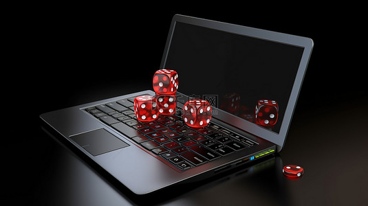 游戏体验背景图片_笔记本电脑上在线赌场的虚拟游戏体验 3D 渲染