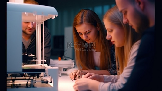 3D 打印在行动 工程专业的学生在工作