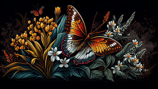 蝴蝶花卉插画背景