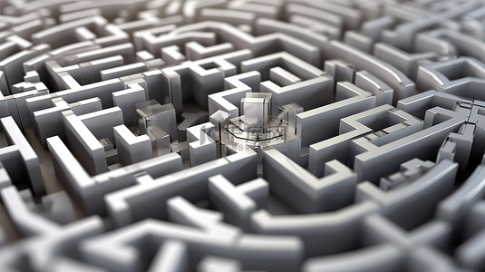 导航解决复杂业务问题的错综复杂的迷宫 3D 概念渲染