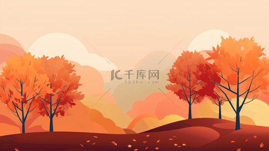的秋天背景图片_秋天树木森林风景广告背景