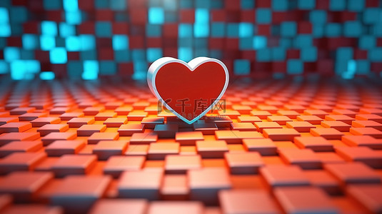 分享爱心背景图片_充满爱心的标签利用社交媒体进行促销 3D 渲染