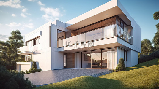 夏季花背景图片_时尚精致的高端住宅的 3D 可视化
