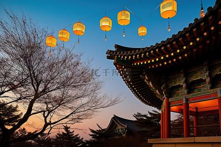 柿子文化背景图片_一月份的韩国灯笼