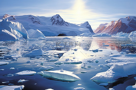 极地背景图片_开放水域浮冰包围