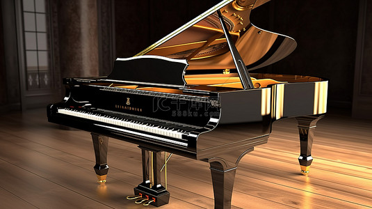 音乐琴键背景图片_三角钢琴的三维渲染