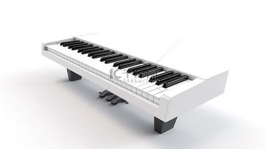 白色背景上简约风格钢琴表情键符号的 3D 渲染