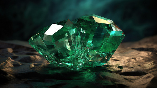 令人惊叹的祖母绿宝石的 3D 渲染