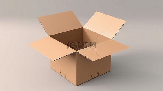 瓦楞包装样机背景图片_未装箱的棕色纸板包装样机的 3D 渲染
