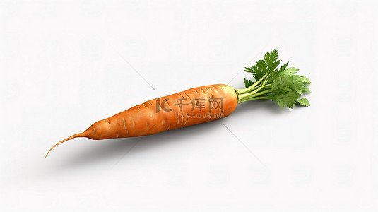 蔬菜標誌背景图片_带有玻璃设计元素的白色背景上胡萝卜的真实 3D 插图